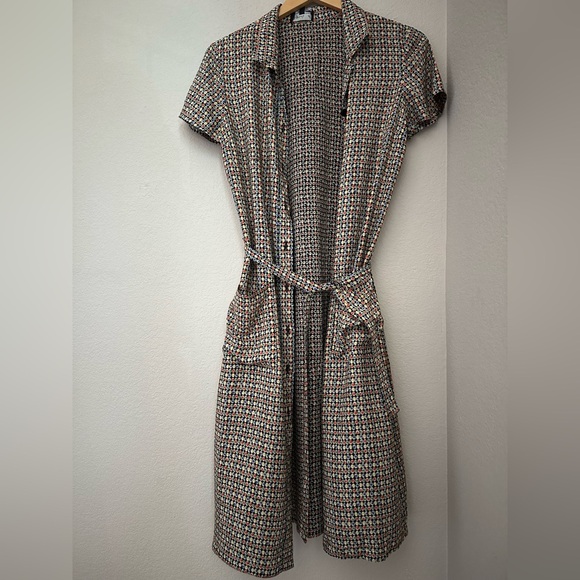 Agnes B. Floral Pattern Short Sleeve Shirt Dress with Pockets Multicolor Sz 40/L - Picture 1 of 8